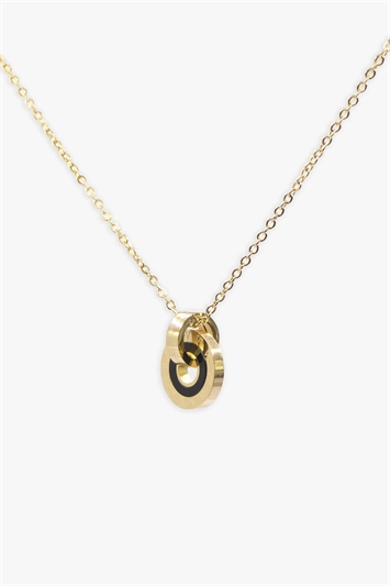 Gold Stainless Steel Chunky Hoop Pendant Necklace