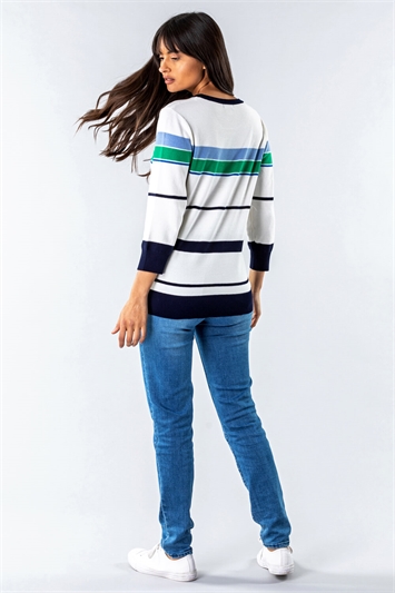 Ivory Nautical Bird Embroidered Stripe Jumper, Image 3 of 4