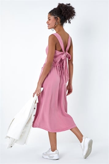 Pink Dyed Strappy Pocket Dress