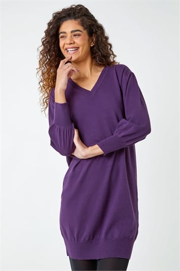 Purple Knitted Jumper Dress
