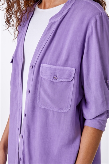 Lavender Plain Utility Button Through Shirt, Image 4 of 5