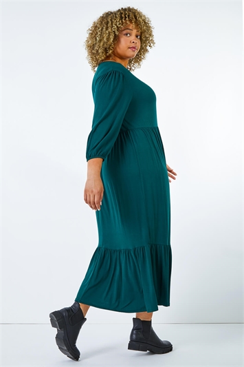 Forest Curve Tiered Midi Stretch Dress, Image 3 of 5
