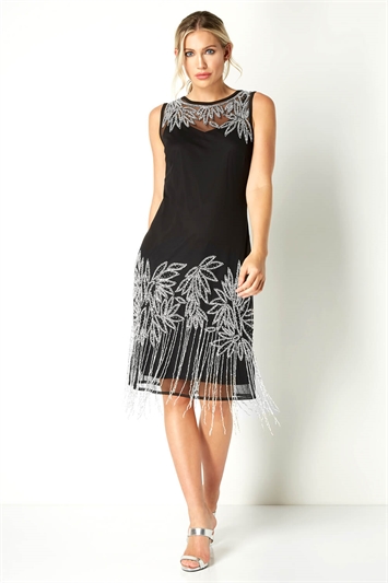 Black Embellished Flapper Dress, Image 3 of 5