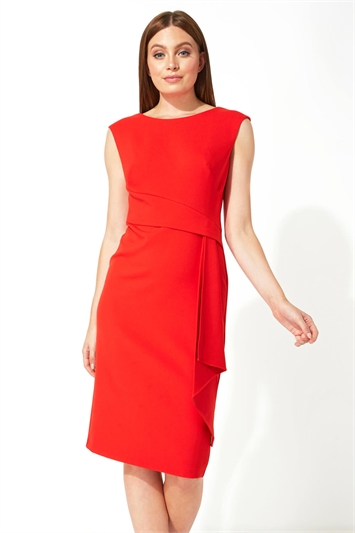Red Ruched Waist Cocktail Dress