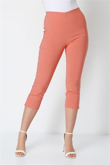 Multi Elastic Waist Stretch Cropped Trousers