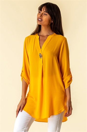 Amber Longline Button Detail Tunic Top, Image 1 of 4