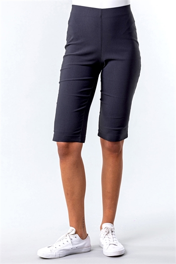 Dark Grey Knee Length Stretch Shorts, Image 1 of 4