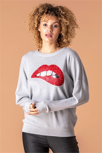 Diamante Embellished Lips Jumperand this?
