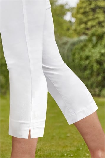 White Cropped Stretch Trouser, Image 1 of 5