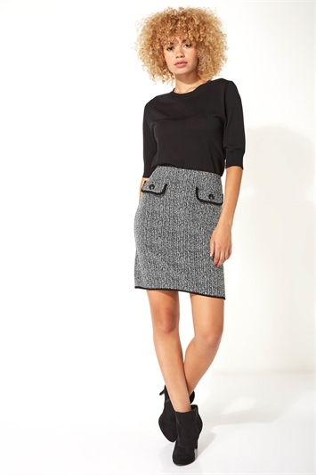 Black Two Tone Textured Skirt , Image 4 of 5
