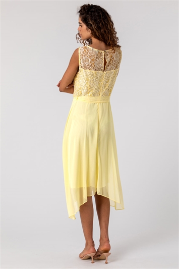 Lemon Lace Detail Fit And Flare Dress, Image 2 of 4