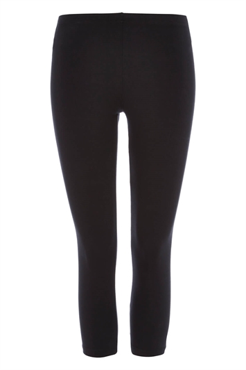 Black Cropped Stretch Leggings - Roman Originals UK