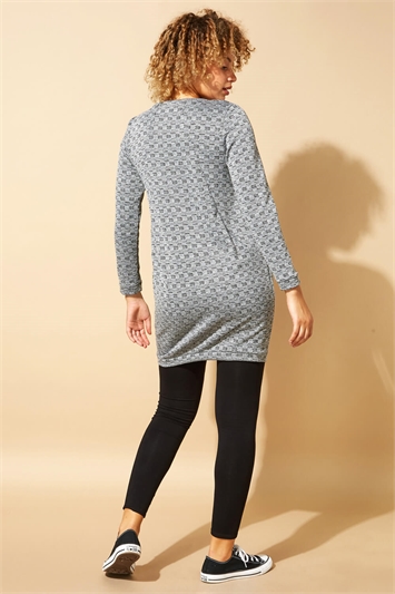Check Detail Textured Tunic Dress