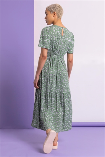 Sage Ditsy Daisy Print Belted Dress, Image 2 of 5