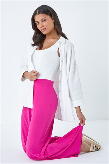 Pink Wide Leg Stretch Trousers