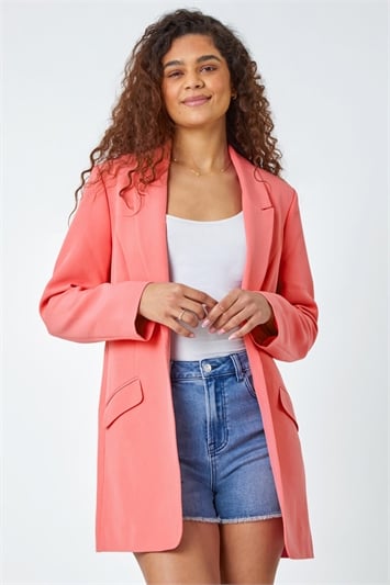 Pink Longline Blazer Jacket