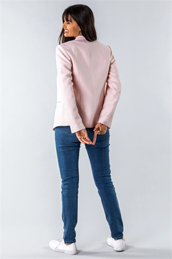 Light Pink Zip Detail Pleated Jacket, Image 2 of 4