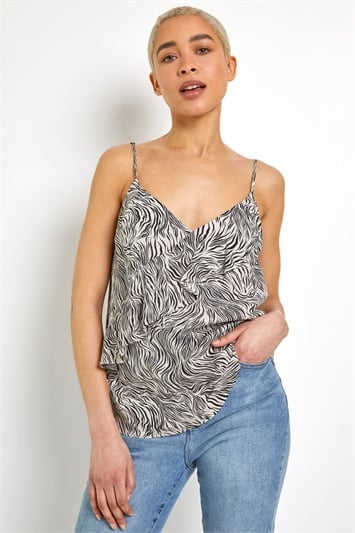 Frill Detail Animal Print Cami Topand this?