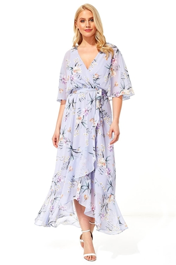 Lilac Chiffon Wrap Maxi Dress , Image 1 of 5