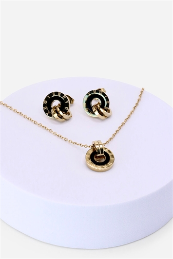 Metallic Chunky Hoop Necklace & Earring Set
