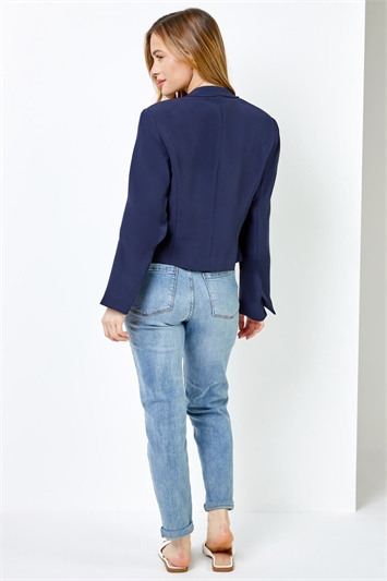 Navy Petite Tailored Cropped Jacket, Image 2 of 4