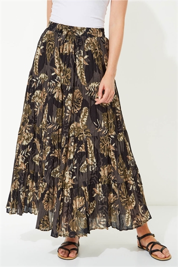 Safari Print Maxi Skirt in Khaki - Roman Originals UK