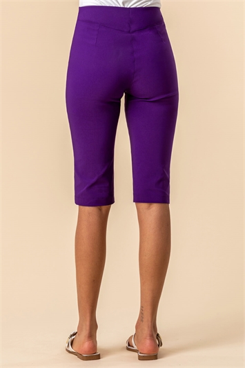 Purple Stretch Knee Length Shorts, Image 2 of 4