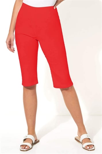 Red Knee Length Stretch Shorts, Image 1 of 4