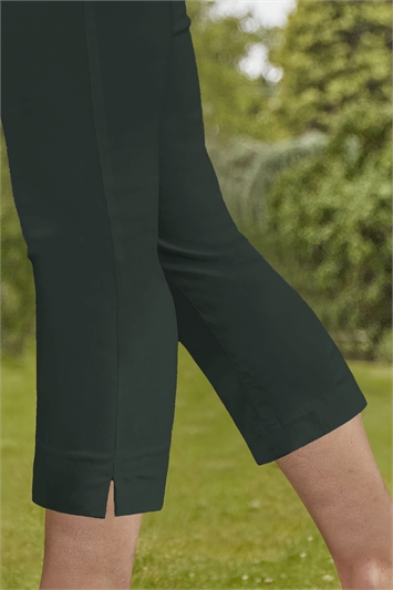 Bottle Green Cropped Stretch Trouser, Image 3 of 4