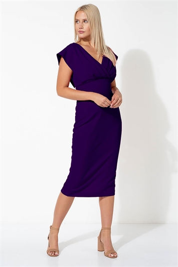 Purple Cross Front Midi Dress, Image 2 of 4