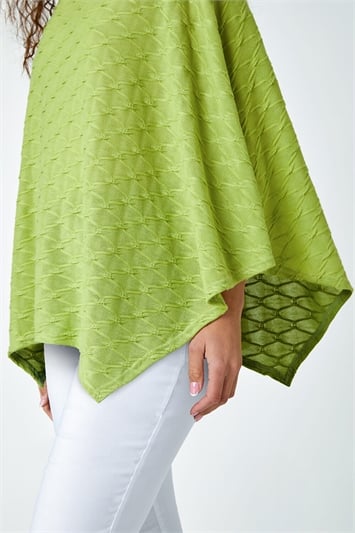 Green Textured Stretch Jersey Poncho