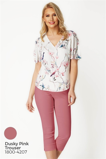 Ivory Floral Angel Sleeve Top, Image 7 of 7