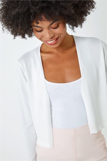 White Cropped Knitted Shrug