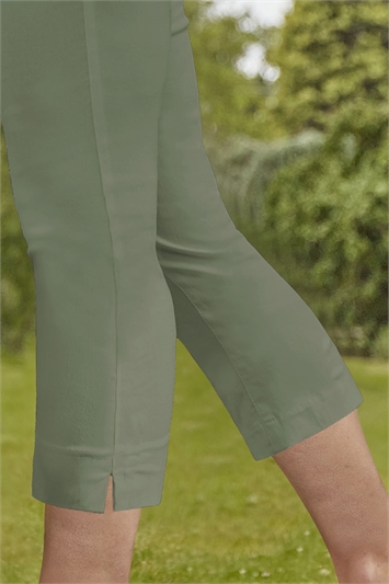 Khaki Cropped Stretch Trouser, Image 3 of 4