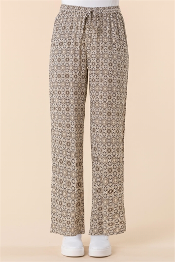 Stone Geometric Print Wide Leg Trouser, Image 2 of 4