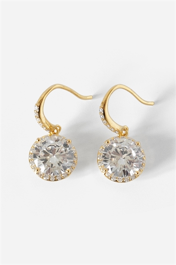 Metallic Diamante Drop Earrings