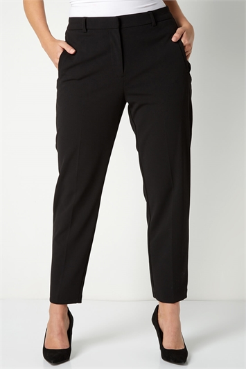 Black Curve Straight Smart Trousers