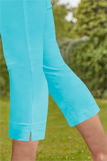 Turquoise Cropped Stretch Trouser, Image 1 of 5