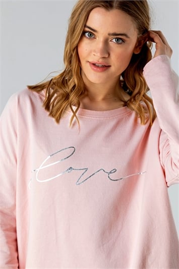 Light Pink Foil Love Print Lounge T-Shirt, Image 4 of 4
