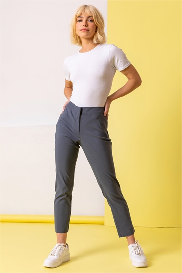 Grey Full Length Pocket Stretch Trousers, Image 3 of 4