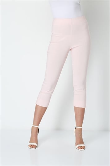 Pink Petite Cropped Stretch Trousers