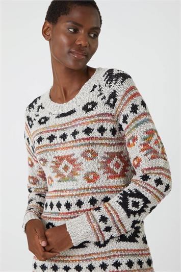 Cream Nordic Print Knitted Jumper