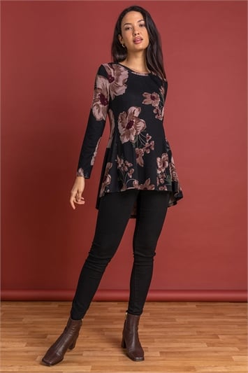 Pink Floral Print Swing Tunic, Image 3 of 5
