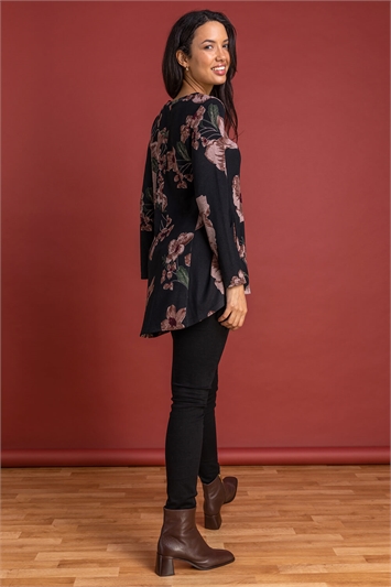 Pink Floral Print Swing Tunic, Image 2 of 5