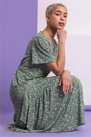 Sage Ditsy Daisy Print Belted Dress, Image 5 of 5