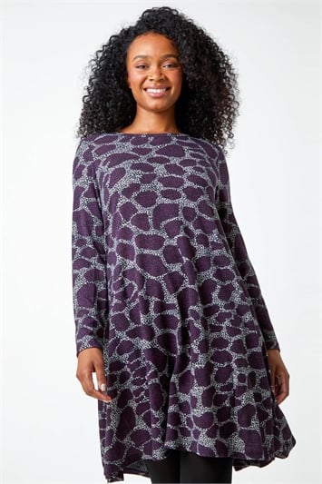 Multi Petite Leopard Print Swing Stretch Dress