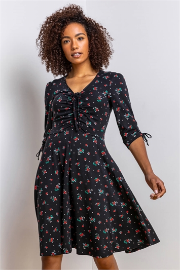Floral Print Gathered Dressand this?