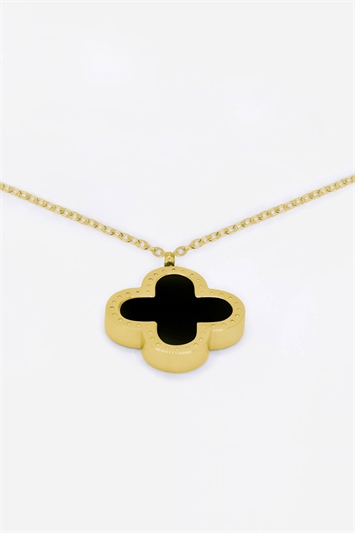 Gold Stainless Steel Reversable Clover Necklace