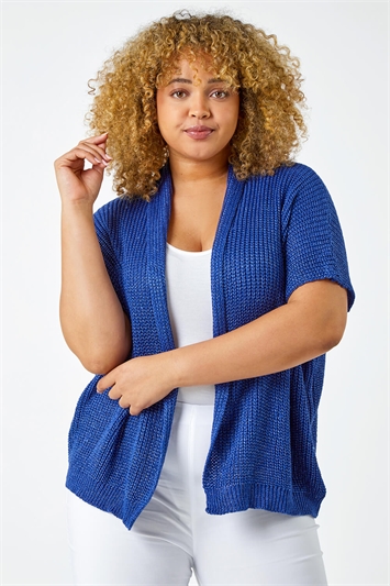 Blue Curve Relaxed Knit Soft Shrug