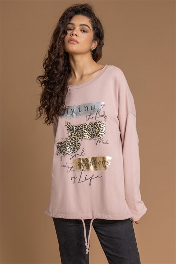 Rose Leopard Print Slogan Sweatshirt
